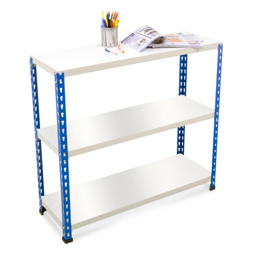 Rapid 2 Shelving (990h x 915w) Blue & Grey - 3 Melamine Shelves Rapid 2 Shelving (990h x 915w) Blue & Grey - 3 Melamine Shelves