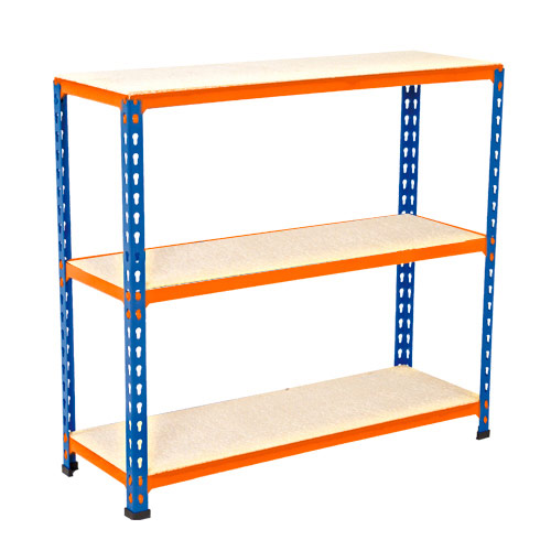 Rapid 2 Shelving (990h x 915w) Blue & Orange - 3 Chipboard Shelves Rapid 2 Shelving (990h x 915w) Blue & Orange - 3 Chipboard Shelves
