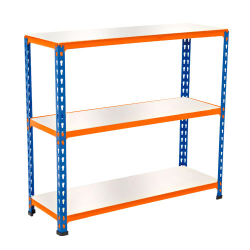 Rapid 2 Shelving (990h x 915w) Blue & Orange - 3 Melamine Shelves Rapid 2 Shelving (990h x 915w) Blue & Orange - 3 Melamine Shelves