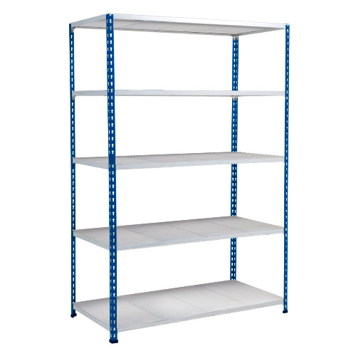 Rapid 2 Shelving (1600h x 1220w) Blue & Grey - 5 Galvanized Shelves Rapid 2 Shelving (1600h x 1220w) Blue & Grey - 5 Galvanized Shelves