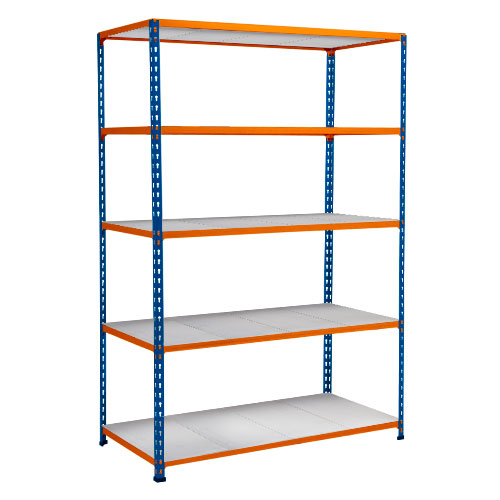 Rapid 2 Shelving (1600h x 1220w) Blue & Orange - 5 Galvanized Shelves Rapid 2 Shelving (1600h x 1220w) Blue & Orange - 5 Galvanized Shelves