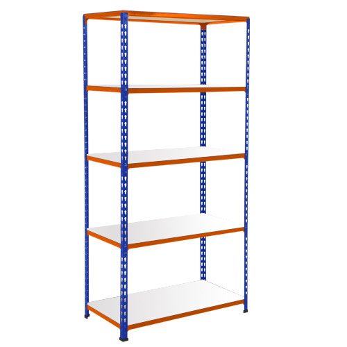 Rapid 2 Shelving (1600h x 915w) Blue & Orange - 5 Galvanized Shelves Rapid 2 Shelving (1600h x 915w) Blue & Orange - 5 Galvanized Shelves