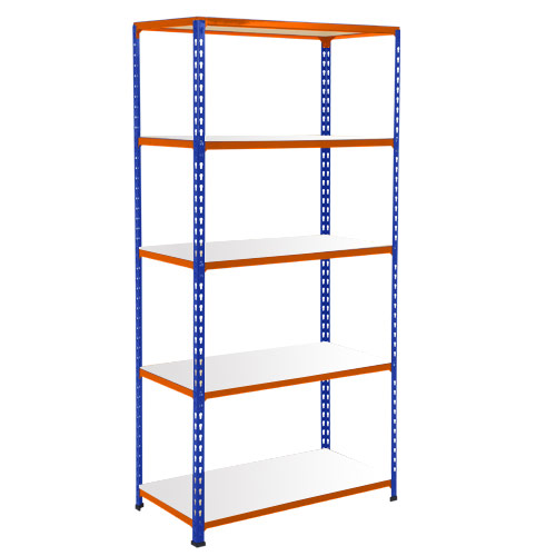 Rapid 2 Shelving (1600h x 915w) Blue & Orange - 5 Melamine Shelves Rapid 2 Shelving (1600h x 915w) Blue & Orange - 5 Melamine Shelves
