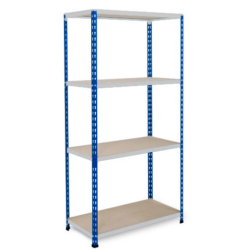 Rapid 2 Shelving (1600h x 915w) Blue & Grey - 4 Chipboard Shelves Rapid 2 Shelving (1600h x 915w) Blue & Grey - 4 Chipboard Shelves