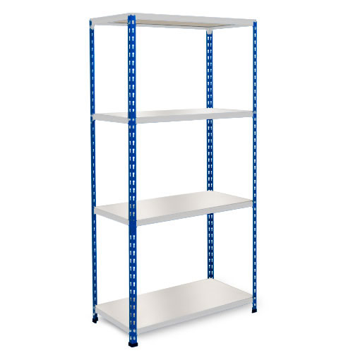 Rapid 2 Shelving (1600h x 915w) Blue & Grey - 4 Melamine Shelves Rapid 2 Shelving (1600h x 915w) Blue & Grey - 4 Melamine Shelves