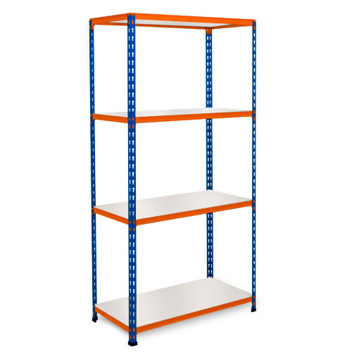 Rapid 2 Shelving (1600h x 915w) Blue & Orange - 4 Melamine Shelves Rapid 2 Shelving (1600h x 915w) Blue & Orange - 4 Melamine Shelves