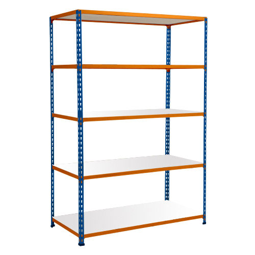 Rapid 2 Shelving (1600h x 1220w) Blue & Orange - 5 Melamine Shelves Rapid 2 Shelving (1600h x 1220w) Blue & Orange - 5 Melamine Shelves
