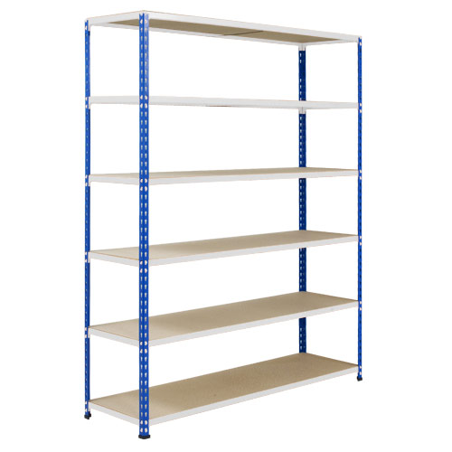 Rapid 2 Shelving (1600h x 1220w) Blue & Grey - 6 Chipboard Shelves Rapid 2 Shelving (1600h x 1220w) Blue & Grey - 6 Chipboard Shelves