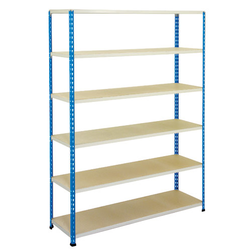 Rapid 2 Shelving (1600h x 1220w) Blue & Grey - 6 Melamine Shelves Rapid 2 Shelving (1600h x 1220w) Blue & Grey - 6 Melamine Shelves