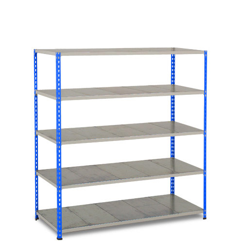 Rapid 2 Shelving (1600h x 1525w) Blue & Grey - 5 Galvanized Shelves Rapid 2 Shelving (1600h x 1525w) Blue & Grey - 5 Galvanized Shelves