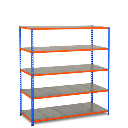 Rapid 2 Shelving (1600h x 1525w) Blue & Orange - 5 Galvanized Shelves Rapid 2 Shelving (1600h x 1525w) Blue & Orange - 5 Galvanized Shelves
