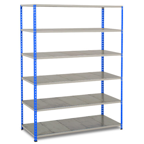Rapid 2 Shelving (1600h x 1525w) Blue & Grey - 6 Galvanized Shelves Rapid 2 Shelving (1600h x 1525w) Blue & Grey - 6 Galvanized Shelves