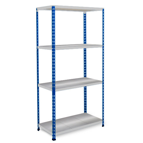 Rapid 2 Shelving (1600h x 1525w) Blue & Grey - 4 Galvanized Shelves Rapid 2 Shelving (1600h x 1525w) Blue & Grey - 4 Galvanized Shelves