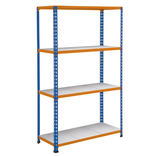 Rapid 2 Shelving (1980h x 915w) Blue & Orange - 4 Galvanized Shelves Rapid 2 Shelving (1980h x 915w) Blue & Orange - 4 Galvanized Shelves