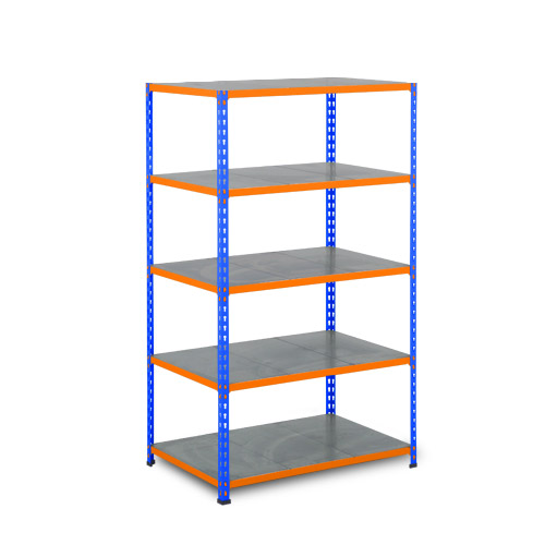 Rapid 2 Shelving (1980h x 915w) Blue & Orange - 5 Galvanized Shelves Rapid 2 Shelving (1980h x 915w) Blue & Orange - 5 Galvanized Shelves