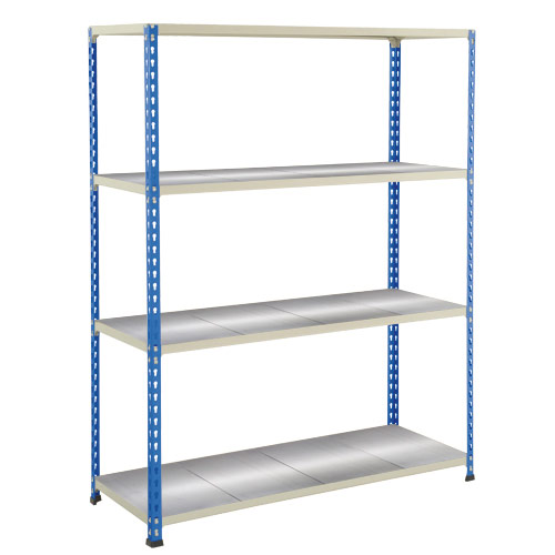 Rapid 2 Shelving (1980h x 1220w) Blue & Grey - 4 Galvanized Shelves Rapid 2 Shelving (1980h x 1220w) Blue & Grey - 4 Galvanized Shelves