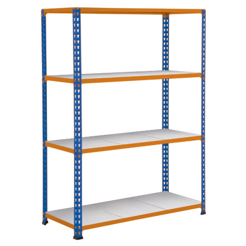 Rapid 2 Shelving (1980h x 1220w) Blue & Orange - 4 Galvanized Shelves Rapid 2 Shelving (1980h x 1220w) Blue & Orange - 4 Galvanized Shelves