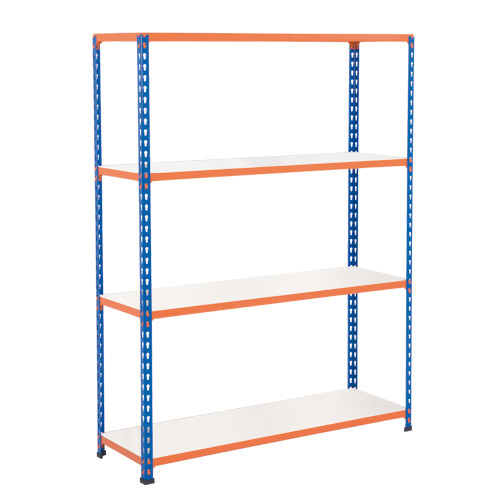 Rapid 2 Shelving (1980h x 1220w) Blue & Orange - 4 Melamine Shelves Rapid 2 Shelving (1980h x 1220w) Blue & Orange - 4 Melamine Shelves