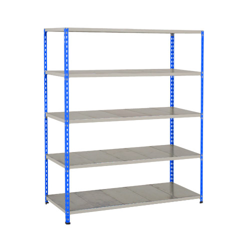 Rapid 2 Shelving (1980h x 1525w) Blue & Grey - 5 Galvanized Shelves Rapid 2 Shelving (1980h x 1525w) Blue & Grey - 5 Galvanized Shelves