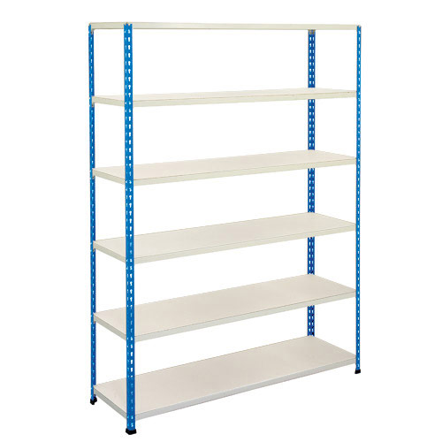Rapid 2 Shelving (1980h x 1220w) Blue & Grey - 6 Melamine Shelves Rapid 2 Shelving (1980h x 1220w) Blue & Grey - 6 Melamine Shelves