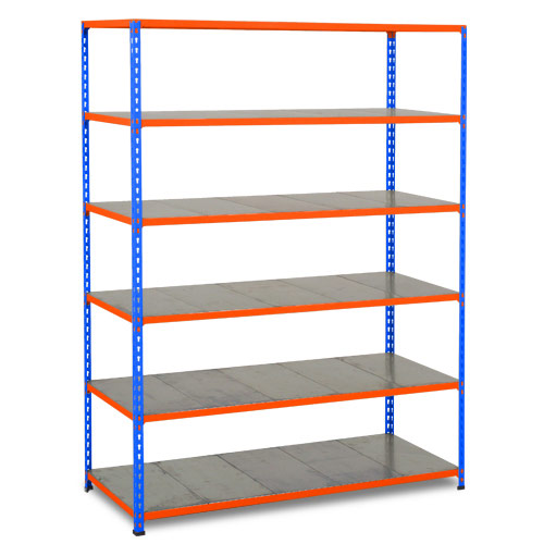 Rapid 2 Shelving (1980h x 1525w) Blue & Orange - 6 Galvanized Shelves Rapid 2 Shelving (1980h x 1525w) Blue & Orange - 6 Galvanized Shelves