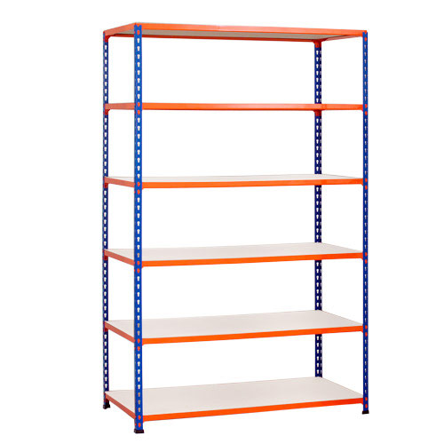 Rapid 2 Shelving (1980h x 1220w) Blue & Orange - 6 Melamine Shelves Rapid 2 Shelving (1980h x 1220w) Blue & Orange - 6 Melamine Shelves