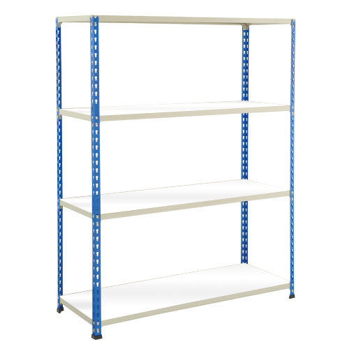 Rapid 2 Shelving (1980h x 1525w) Blue & Grey - 4 Melamine Shelves Rapid 2 Shelving (1980h x 1525w) Blue & Grey - 4 Melamine Shelves