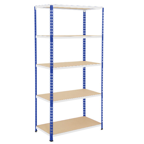 Rapid 2 Shelving (2440h x 915w) Blue & Grey - 5 Chipboard Shelves Rapid 2 Shelving (2440h x 915w) Blue & Grey - 5 Chipboard Shelves
