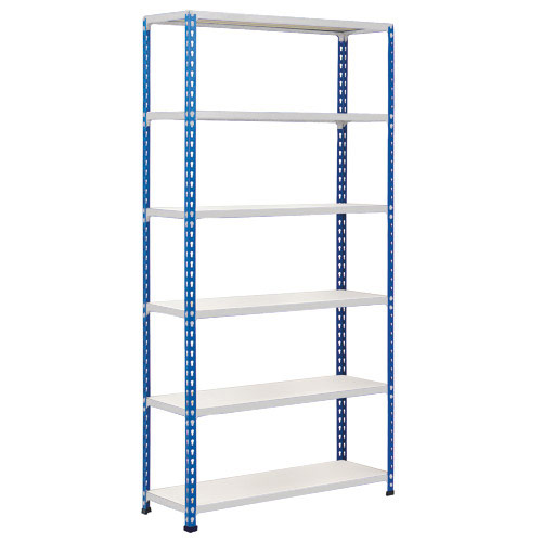 Rapid 2 Shelving (2440h x 915w) Blue & Grey - 6 Melamine Shelves Rapid 2 Shelving (2440h x 915w) Blue & Grey - 6 Melamine Shelves