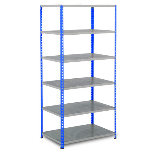Rapid 2 Shelving (2440h x 1220w) Blue & Grey - 6 Galvanized Shelves Rapid 2 Shelving (2440h x 1220w) Blue & Grey - 6 Galvanized Shelves