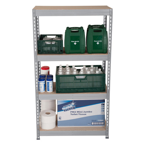 Rapid 3 Shelving (1600h x 900w) Grey - 4 Chipboard Shelves Rapid 3 Shelving (1600h x 900w) Grey - 4 Chipboard Shelves