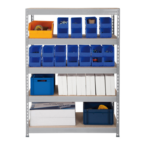 Rapid 3 Shelving (1600h x 1200w) Grey - 5 Chipboard Shelves Rapid 3 Shelving (1600h x 1200w) Grey - 5 Chipboard Shelves