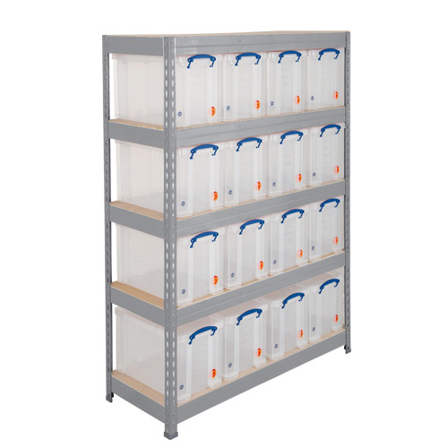 Rapid 3 Shelving (1600h x 1500w) Grey - 5 Chipboard Shelves Rapid 3 Shelving (1600h x 1500w) Grey - 5 Chipboard Shelves