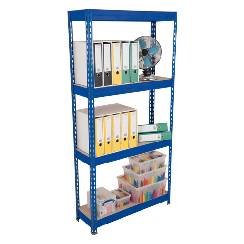 Rapid 3 Shelving (1800h x 900w) Blue - 4 Chipboard Shelves Rapid 3 Shelving (1800h x 900w) Blue - 4 Chipboard Shelves