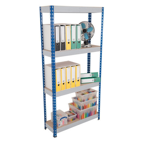 Rapid 3 Shelving (1800h x 1200w) Blue & Grey - 4 Chipboard Shelves Rapid 3 Shelving (1800h x 1200w) Blue & Grey - 4 Chipboard Shelves