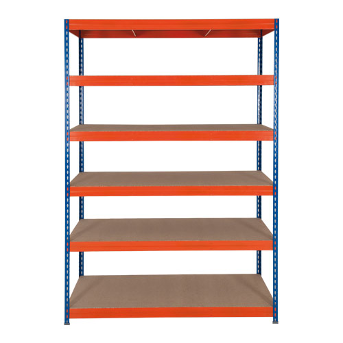 Rapid 3 Shelving (1800h x 1500w) Blue & Orange - 6 Chipboard Shelves Rapid 3 Shelving (1800h x 1500w) Blue & Orange - 6 Chipboard Shelves