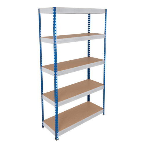 Rapid 3 Shelving (2000h x 900w) Blue & Grey - 5 Chipboard Shelves Rapid 3 Shelving (2000h x 900w) Blue & Grey - 5 Chipboard Shelves