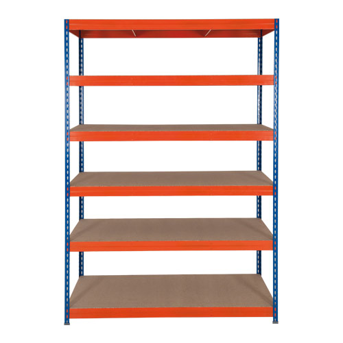 Rapid 3 Shelving (2000h x 900w) Blue & Orange - 6 Chipboard Shelves Rapid 3 Shelving (2000h x 900w) Blue & Orange - 6 Chipboard Shelves