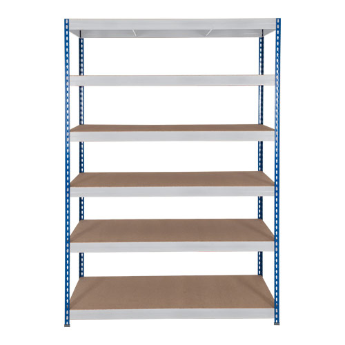 Rapid 3 Shelving (2200h x 1500w) Blue & Grey - 6 Chipboard Shelves Rapid 3 Shelving (2200h x 1500w) Blue & Grey - 6 Chipboard Shelves